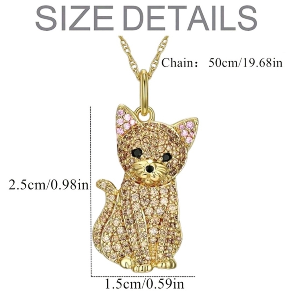 Gold cat necklace with box - Picture 3 of 5